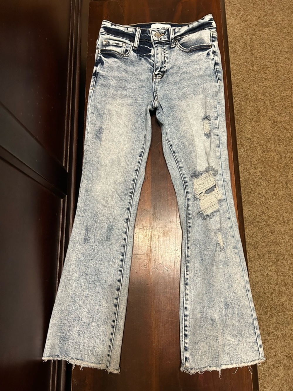 Light Wash Distressed Women's Flare Jeans
